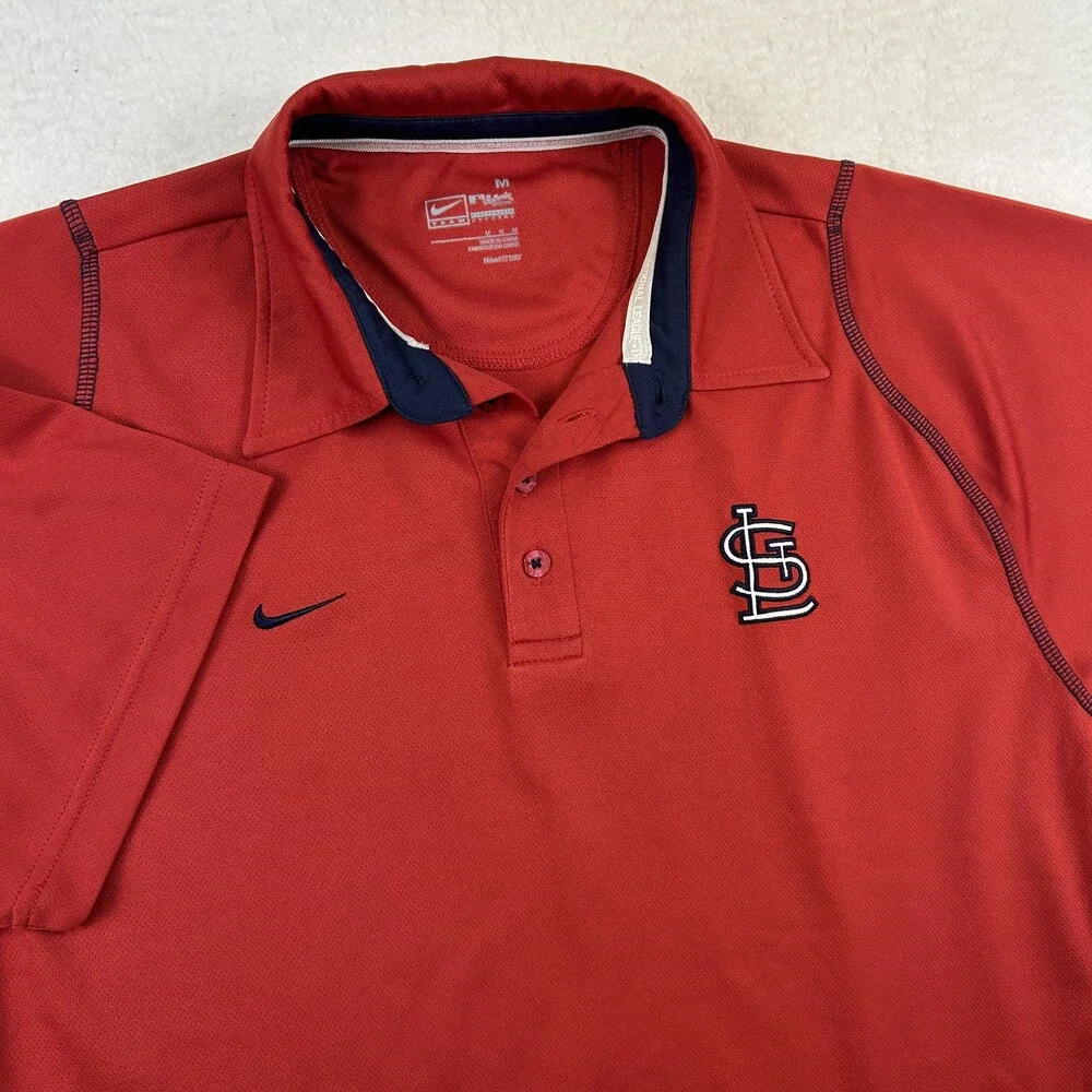 Nike St. Louis Cardinals Polo Shirt Mens Medium Red MLB Authentic Team Apparel